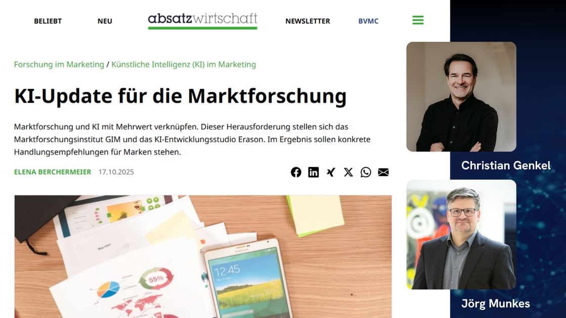 Christian Genkel und Jörg Munkes: Fragebögen liefern spezifisches Wissen, KI macht es verwertbar.